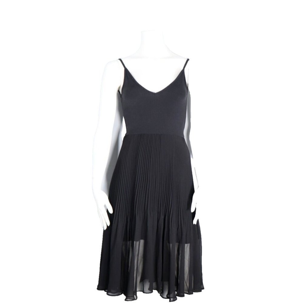 Aritzia Wilfred Womens Size XXS Black Dancer Dress Tank Pleated V-Neck Midi $148 - Picture 7 of 14